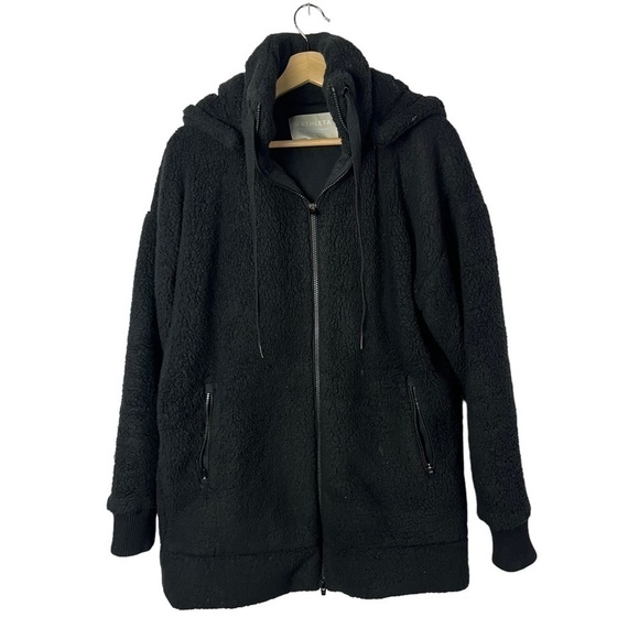 Athleta Black Tugga Full Zip Mid Length Sherpa Jacket S $168 - Picture 2 of 6